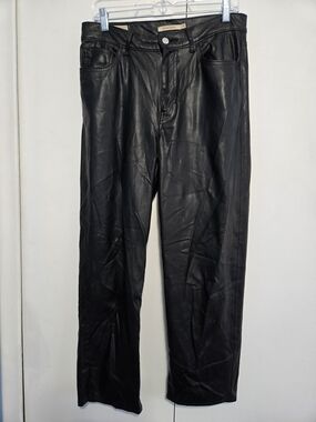 Levi's Premium Ribcage Straight Faux Leather Pants Black Size 28